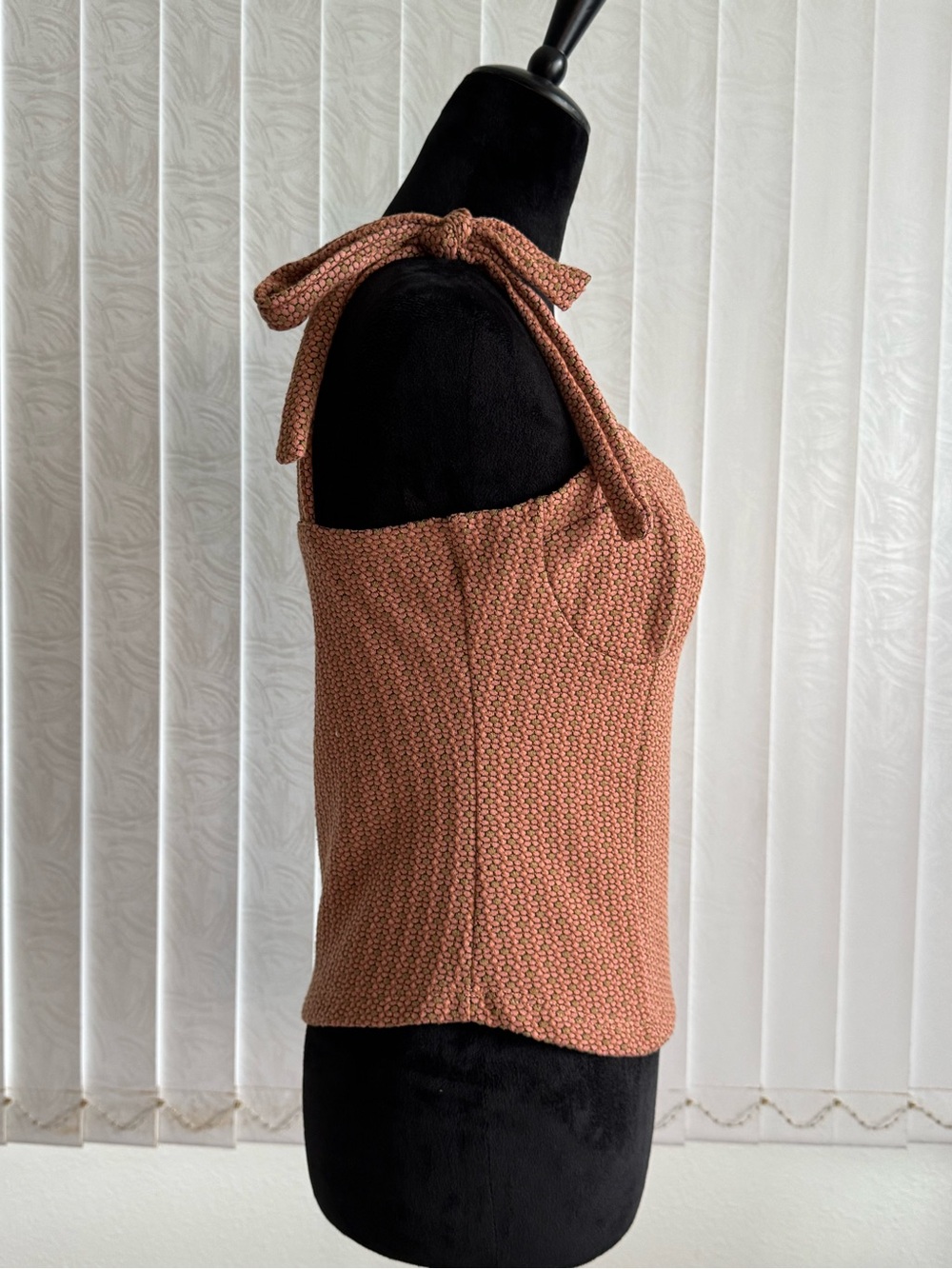 Free People Textured Tie Strap Bustier Tank Top Pink Size Medium - Picture 3 of 9